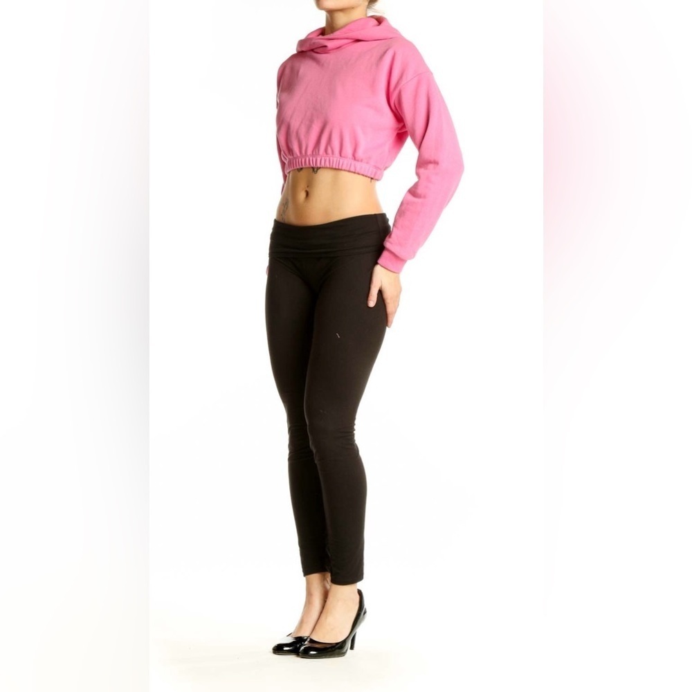 NEW Naked Wardrobe Pink Cropped Hoodie Sweatshirt, Small